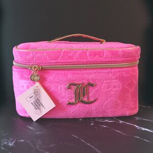 NWT 💥 JUICY COUTURE FUCHSIA VELOUR TRAVEL COSMETIC BAG w/Travel Size Bottle